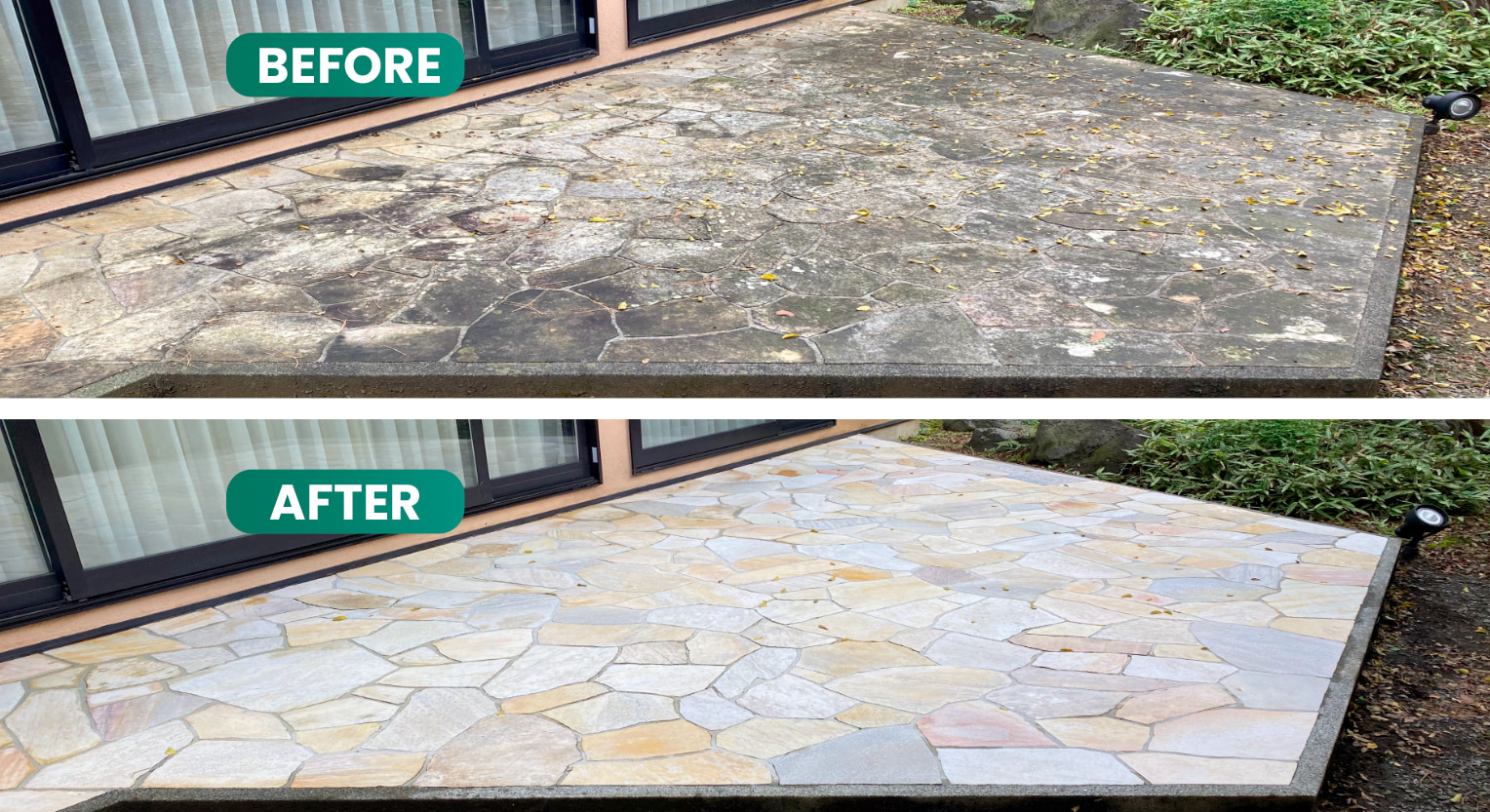 Floor before vs after cleaning with waterblitz
